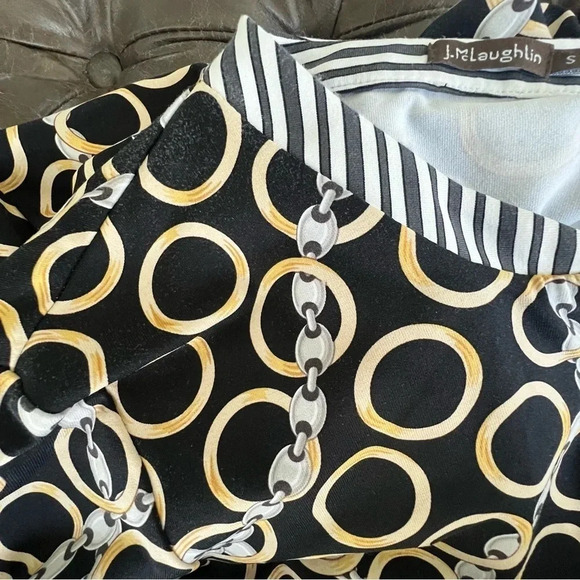 J McLaughlin Banded Collar Biscayne Tunic Top Gold Catalina Cloth Chain Print - Picture 16 of 16